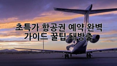 ✈️ 초특가 항공권 예약 완벽 가이드: 꿀팁 대방출! 🍯