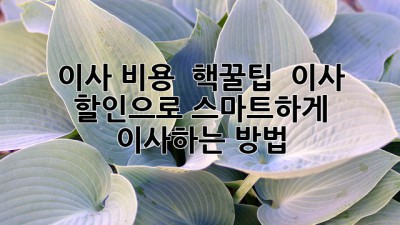 이사 비용 ⬇️ 핵꿀팁! 🍯 이사 할인으로 스마트하게 이사하는 방법 🏡